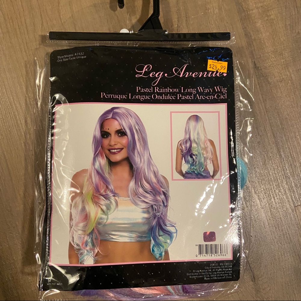 Rainbow wig.